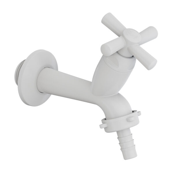 Torneira 10 cm Tanque Bico Mangueira Tigre Cross Branco 1/2-3/4" Tigre 455