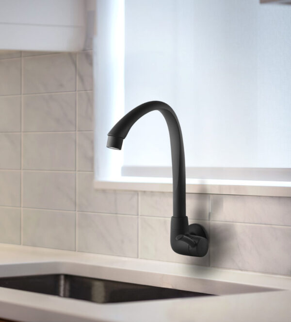 Torneira para Cozinha de Parede Bica Alta Móvel Preto Fosco Linea 1/2-3/4" TIGRE 5606 - Image 2