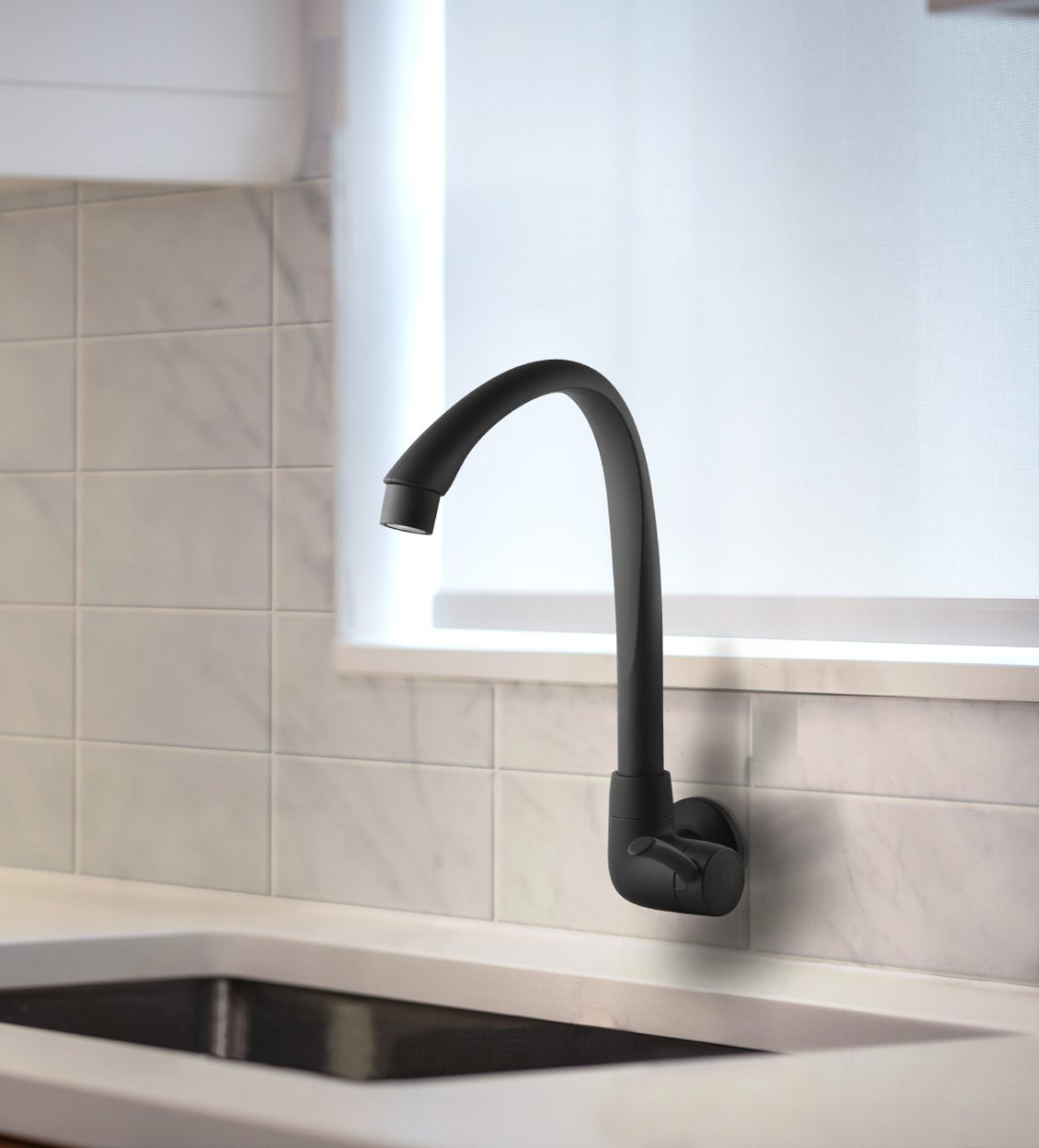 Torneira para Cozinha de Parede Bica Alta Móvel Preto Fosco Linea 1/2-3/4" TIGRE 5606 - Imagem 2