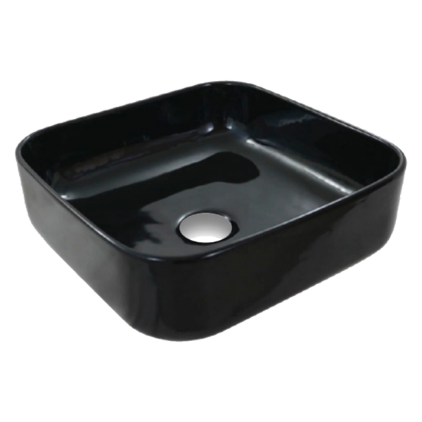 Cuba de Apoio Quadrada 390x390x140mm Preto Brilhante A013GB